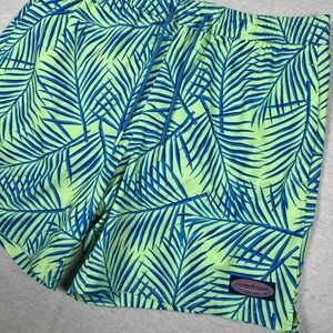 Vineyard Vines Shorts Mens Medium Green Blue Palm‎ Print Swim Trunks